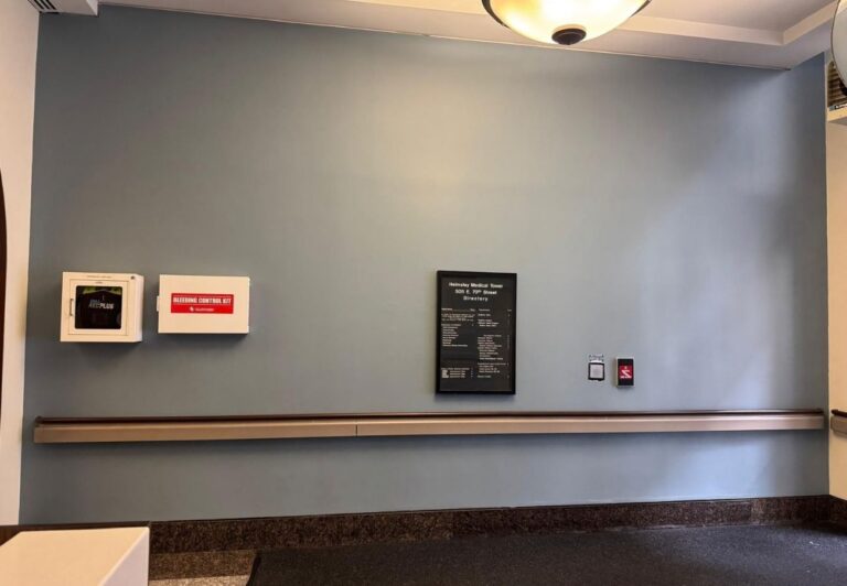 Renovated commercial building hallway interior | United City Construction